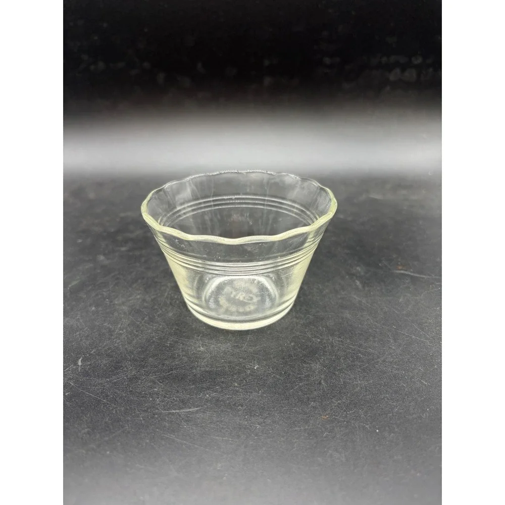 Vintage Pyrex Clear Glass Custard Cup Ramekin Scalloped Rim Ribbed 6oz D-1 USA‎